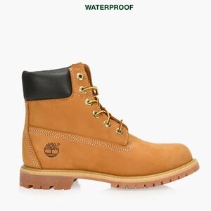 Timberland Tan Leather Boots with Black Collar